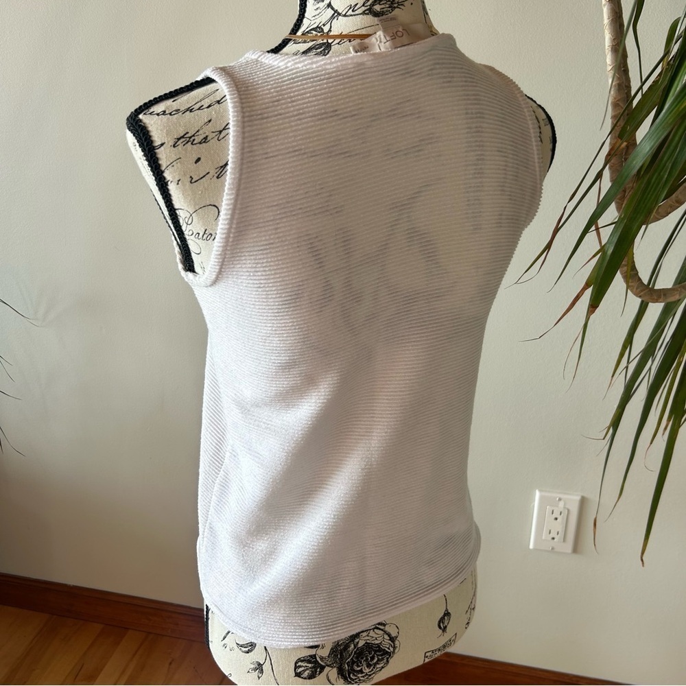 LOFT White Textured Tie Front Tank Top XXS | Sleeveless Summer Blouse - Picture 6 of 7